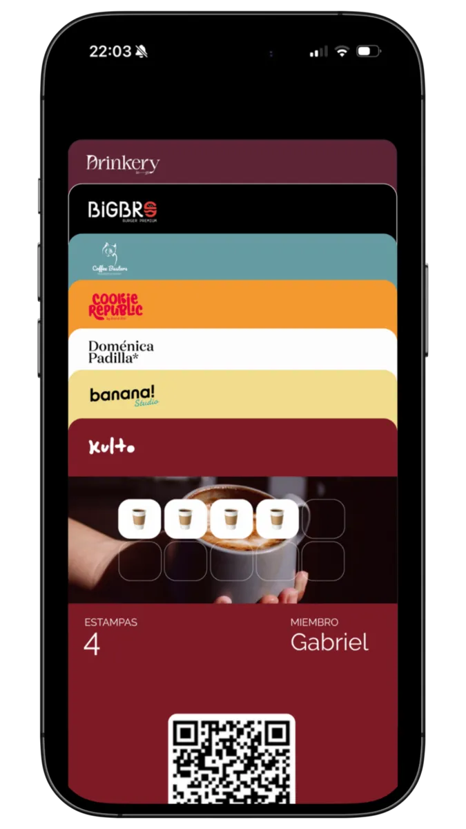 Lista de tarjetas de fidelización en Apple Wallet